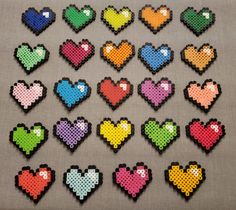 the pixel hearts are all different colors and sizes, but they have no holes in them