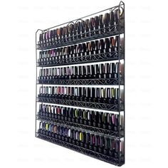 Metal Wall Mounted Nail Polish Display Rack - Holds Up To 100 Nail Polish Bottles - BLACK / 21W X 25H x 2D Nail Polish Wall Rack, Pretty Nails For Summer, Nail Polish Display, Nail Polish Holder, Nail Polish Rack, Polish Display, Nail Polish Storage, Nail Polish Organizer, Essential Oil Storage