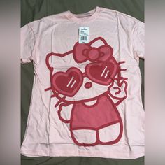 Brand New W/ Tags One Sided Design Light Pink Color Hello Kitty Shirt, Hello Kitty T Shirt, Design Light, Light Pink Color, Cat Shirts, Cat Tshirt, One Sided, Pink Color, Light Pink