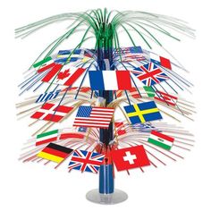 a tree made out of flags on a white background