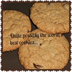 three cookies sitting on top of each other with the words quite possibly the world's best cookies