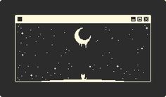 an old style computer screen with the moon and stars in the night sky, as if it were pixel art