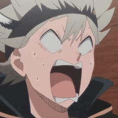 an anime character with his mouth wide open