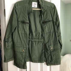 Great Light Jacket! Spring Utility Outerwear With Zipper Closure, Spring Green Utility Jacket With Multiple Pockets, Green Spring Outerwear With Multiple Pockets, Spring Green Outerwear With Multiple Pockets, Army Jacket, Utility Jacket, Light Jacket, Jackets & Coats, Jackets For Women