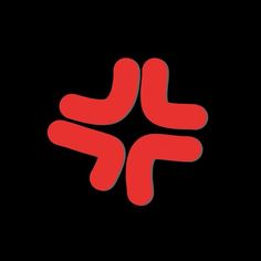 a red logo on a black background