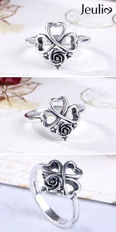 Vintage Flowering of The Heart Ring At Jeulia. ❤ 100% Handcrafted. With Over 2,000 Rings, We Can Find The Perfect One For You. These Rings Deserve To Be On Your Wish List! #JeuliaJewelry Elegant Silver Flower Ring For Valentine's Day, Elegant Open Flower Ring For Valentine's Day, Elegant Flower Open Ring For Valentine's Day, Elegant Flower Rings For Valentine's Day, Elegant Flower Ring For Valentine's Day, Valentine's Day Silver Flower Rings, Flower Shaped Wedding Rings For Valentine's Day, Ring Trends, Trendy Wedding