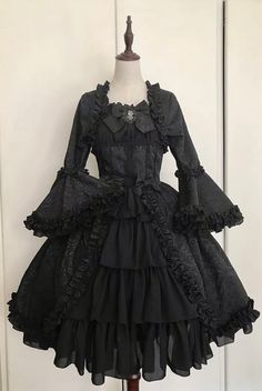 This is a long Gothic Lolita dress with lace overlay and Gothic ball gown style. Made with a sheer fabric for a sexy and glamorous look, this dress is perfect for a Gothic wedding or night out. We offer two length here: Long-48inch Short-38inch ❤️CUSTOM MADE❤️ For custom made, please message us your height, bicep circumstance, bust, lower chest circumference, mid-shoulder to bust point, waist and shoulder width. How to measure? Lolíta Dress Black, Old Victorian Clothes, Outfit Ideas Victorian, Lolíta Dress, Goth Dress Short, Dark Victorian Dress, Short Victorian Dress, Goth Victorian Dress, Victorian Goth Outfits