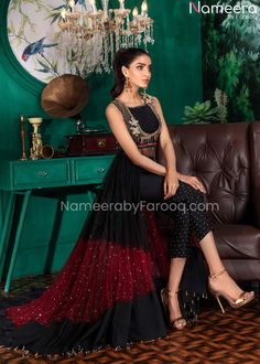 Pakistani Wedding Net Maxi Dress in Red Black that wins and captivates everyone's heart at the very first glance. Available in The USA. Fast shipping. Maxi Pakistani, Net Maxi Dress, Garara Dress, Red Dress Formal, Net Maxi, Jet Black Color, Diy Clothes Life Hacks, Pakistani Wedding, How To Dye Fabric