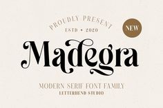 an old fashioned font with the name madera