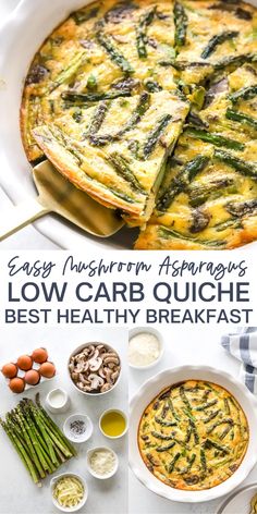 an easy mushroom asparagus low carb quiche is the best healthy breakfast