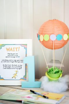 a hot air balloon sitting on top of a table