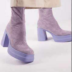 Free People Purple Suede Platforms New Without The Box. Insole And Sole Marked By The Distributor To Prevent Retail Store Returns. Suede Platform Boots, Purple Suede, Free People Shoes, Fabulous Shoes, Crazy Shoes, Platform Boots, Retail Store, Color Purple, Free People