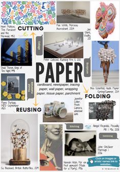 a collage of images with words describing paper