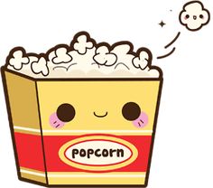 the popcorn box is full of bubbles and has a face drawn on it's side