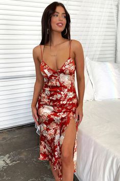 Jennifer Dress - Red Floral – Thats So Fetch Jennifer Dress, Cute Prom Dresses, Nude Heels, Guest Outfit, Spring Summer Outfits, Cute Casual Outfits, Red Floral, Spring Summer Fashion