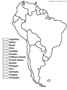 the map of latin america with all its major cities and their names coloring page for kids