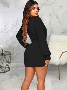 Material: 80-90% Polyester & Spandex. Features:Long sleeve. solid color. ruched. bodycon.Style: Clubwear. Bodycon Tops, Bodycon Style, Ruched Midi Dress, Custom Size Dresses, Multi Dress, Ruched Bodycon Dress, Bodycon Fashion, Mini Dress Casual, Long Puff Sleeves