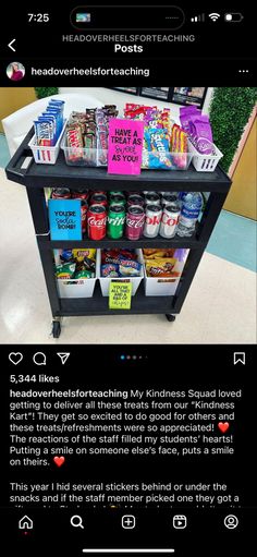 the grocery cart is full of food and drinks, with an ad for it's purchase