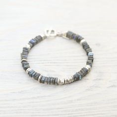 Labradorite Cosmic Energy Bracelet - DharmaShop Earth Energy, Wrist Mala, Adjustable Knot, Energy Bracelets, Hill Tribe Silver, Cosmic Energy, The Aurora, Throat Chakra, Labradorite Stone