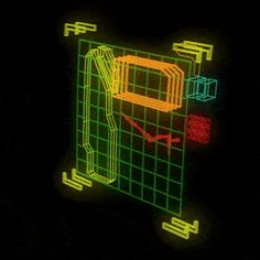 an image of a computer screen that is projected in the dark with neon colors on it