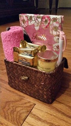 a basket that has some items in it