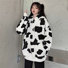 Shipping from the US. Easy 30 day return policy, 100% cotton, Double-needle neck, sleeves and hem; Roomy Unisex Fit. Cow Print Hoodie, Womens Hoodies Casual, Long Sleeve Fashion, Women Sweatshirt, Women's Hoodies, Fall Hoodies, Sleeve Fashion, Cow Pattern, Loose Outfit