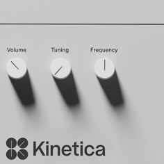 four knobs are shown with the name kinetica on one side and volume, tuning, frequency