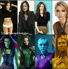 several pictures of women in different costumes and hair colors, with the caption'i got there again '