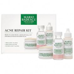 A must-have set of fast-acting formulas that target acne. <br> Mario Badescu Acne, Make Up Cosmetics, Saad Lamjarred, Skin Bumps, Mario Badescu Skin Care, Acne Solutions, Cystic Acne, Acne Remedies, Mario Badescu