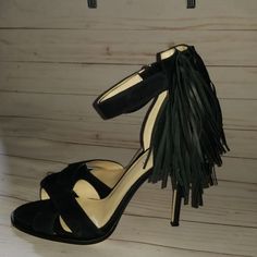 Nwot Never Worn Black Suede Stilettos Velcro Strap Closure. Size Is 8.5. Nine West Shoes, Velcro Straps, Wearing Black, Nine West, Black Suede, Women's Shoes Sandals, Shoes Sandals, Women Shoes, Sandals