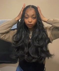 Cornrow Hairstyles With Sew In, Homecoming Black Hairstyles, School Photos Hair, Different Box Braid Styles, Yaky Pony Braids, Back To School Black Hairstyles, Vintage Black Women Fashion, Long Dolly Braids, Protective Styles With Bangs