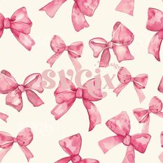 watercolor pink bows on white background