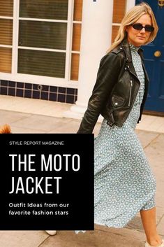 Outfits With Black Moto Jacket, Black Moto Jacket Outfit 2022, Leather Jacket Sweater Dress, Moto Jacket With Dress Outfit, Moto Jackets For Women, How To Style Black Moto Jacket, Faux Leather Moto Jacket Outfit, Black Moto Jacket Outfit Dressy, Motto Jacket Outfit Black