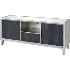 a white and grey entertainment center with drawers