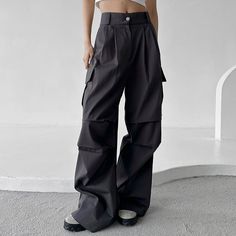 Vintage Y2k Womens Cargo Pants Low Waist Baggy Streetwear Pocket Fashion Trousers Chic Solid Button Female Pants Fall Streetwear Bottoms With Buttons, Baggy Y2k Wide Leg Pants With Pockets, Y2k Style Baggy Wide Leg Pants With Pockets, Y2k Style Baggy Cargo Pants, Y2k Baggy Pants With Pockets, Fall Y2k High-waisted Pants, Y2k High Waist Baggy Cargo Pants, Y2k Style High Waist Baggy Cargo Pants, Baggy Wide Leg Y2k Cargo Pants