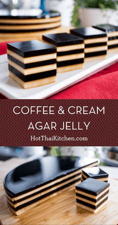 coffee and cream agar jelly on a plate