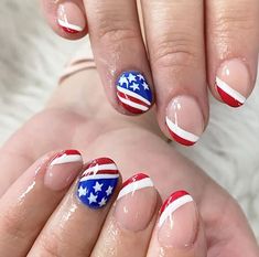 Amazon.Com new year nails Ideas Patriotic Designs, Patriotic Nails, Fourth Of July Nails, Short Fake Nails, Press On Nails Short, Nagel Tips, 4th Of July Nails, Basic Nails, July Nails