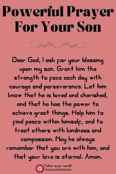 a poem with the words powerful prayer for your son