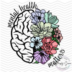 Floral Brain, Seizures Awareness, Brain Tattoo, Awareness Tattoo, Mental Health Matters, No Credit, Printable Vinyl, Health Matters, Mental Health Awareness