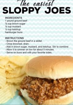 the recipe for sloppy joes is shown here