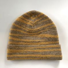 Anthropologie Knit Beanie Brand New Without Tags No Flaws No Material Content Casual Yellow Hat One Size, Fitted Yellow Hat For Fall, Yellow Yarn Hat One Size, Yellow Knitted Hat One Size Fits Most, Warm Yellow Hats For Fall, Yellow Knitted Hat, One Size Fits Most, Yellow Knitted One-size-fits-most Hat, Casual Knitting Pattern For Beanie, Casual Knit Beanie Pattern