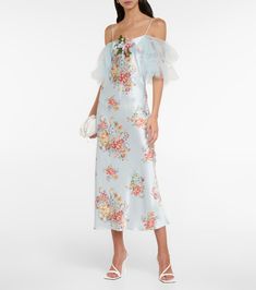 Floral silk satin midi dress Satin Maxi Dress For Garden Party, Midi-length Satin Dresses For Garden Party, Satin Maxi Dress With Floral Print For Garden Party, Chic Satin Maxi Dress For Garden Party, Evening Floral Print Maxi Slip Dress, Evening Maxi Slip Dress With Floral Print, Floral Print Maxi Length Slip Dress For Evening, Satin Maxi Dress With Floral Print, Summer Floral Print Satin Maxi Dress