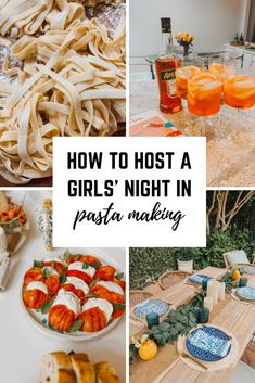 How to host a girls' night in: pasta making. Easy pasta recipe, easy fresh pasta recipe. Amalfi coast decor. Italian summer dinner party. Pasta And Paint Girls Night, Homemade Pasta Making Party, Pasta Making Party Ideas, Monthly Friends Dinner, Homemade Pasta Dinner Party, Make Your Own Pasta Party, Girls Dinner Party Food, Girls Night Dinners, Easy Girls Night Dinner