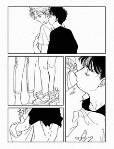 a comic strip with two people kissing each other