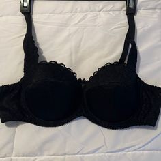 38c Black Lace Over Lay Underwire Bra New With Tags Black Underwire Bra For Night Out, Elegant Black Bra With Lined Body, Elegant Black Lined Bra, Black Evening Bra, Black Padded Cup Bra, Black Full Cup Stretch Bra, Black Stretch Full Cup Bra, Black Partially Lined Evening Bra, Elegant Full Coverage Black Bra