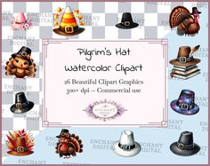 the thanksgiving hat watercolor clipart is available for use in many different designs and colors