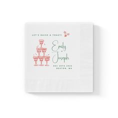 a paper napkin with the words, 3 july joseph and three goblets on it