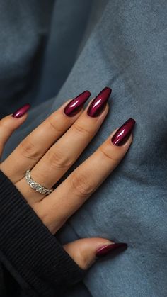 Trending Now: Your Ultimate Guide to 2024 Fall Nail Designs** ** 37 Burgundy Fall Nails 2024, Maroon Nails Almond Shape, Nails November 2023 Trends, Fall Nails 2024 November, Autom Nails 2024, 2024 Nails Fall, Nail Design Fall 2024, Moscow Mule Nails Chrome, Halloween Color Nail Ideas