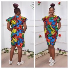 Ankara Print Dress, Casual Knee Length Shift Dress, Red Yellow Blue Dress, Ankara Dress, Women's Dresses, African Print Short Sleeve Dress This beautifully crafted classy, easy-to-wear ankara dress is made with 100% cotton African wax print floral fabric. it is suitable for both formal and informal occasions. Features: - 100% Handmade - Fitted with zipper at the back - Short sleeve - Pocket at both sides - Knee-length - Length of the dress on the model is 38inches Buyers can request customizatio Multicolor Knee-length Dress With Vibrant Print, Multicolor Vibrant Print Dress, Vibrant Fitted Dress With Short Sleeves, Red Casual Dress With Vibrant Print, Casual Red Dress With Vibrant Print, Vibrant Multicolor Short Sleeve Dresses, Vibrant Red Short Sleeve Dress, Red Midi Dress With Vibrant Print, Ankara Shift Dress