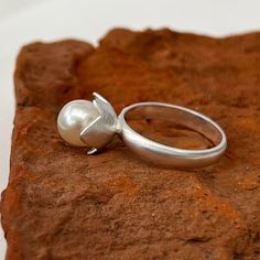 Pearl Blossom Ring - Sterling Silver, Indonesia - Women's Peace Collection Classic Sterling Silver Pearl Drop Ring, Elegant Sterling Silver Pearl Drop Ring, Pearl Pin, Pearl Set, The Pearl, Pearl Ring, Exquisite Design, Sterling Ring, Sterling Silver Ring